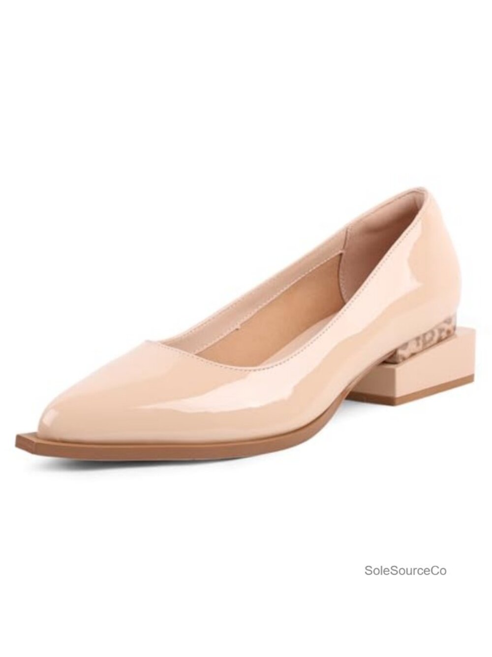 Women's Chunky Heel Pumps with Arch Support, Pointed Toe, PU Leather, Block Heel